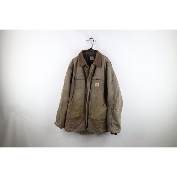 Vintage 90s Carhartt Mens 4XL Thrashed Spell Out Quilt Lined Chore Barn Jacket